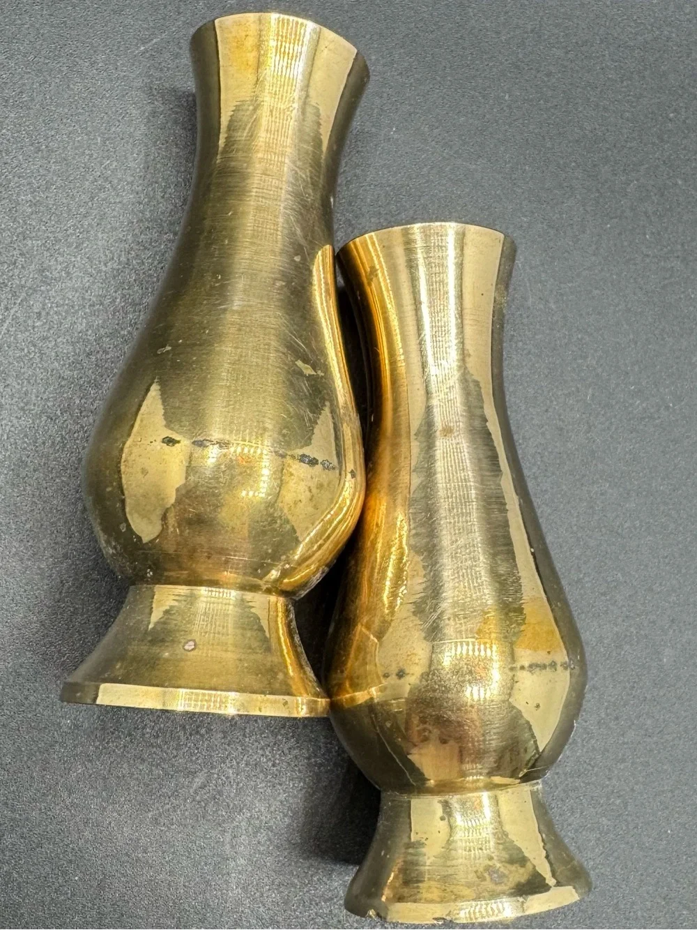 Vintage India Solid Brass Bud Vases Pair Tabletop Decor